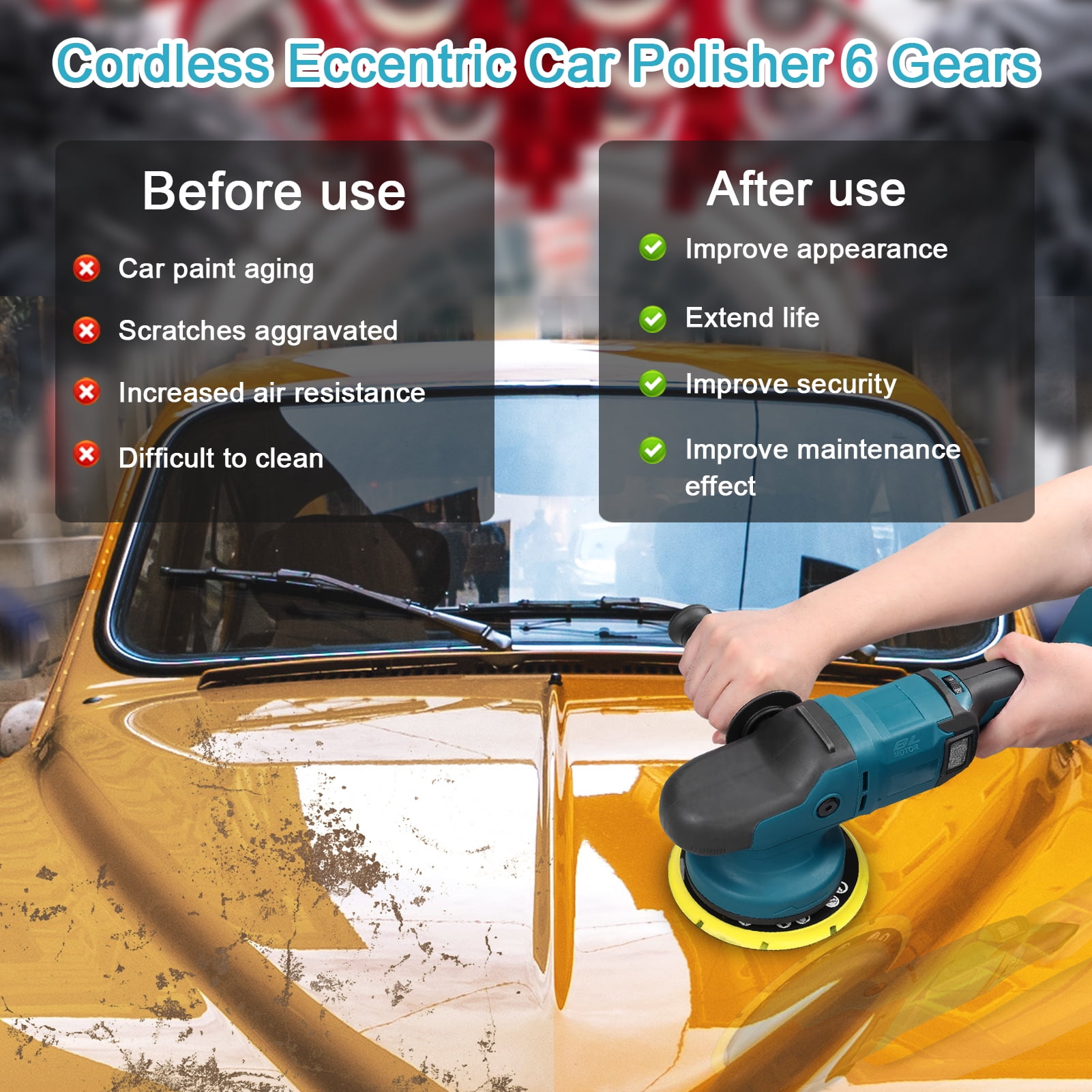 Polishers,Orbital Sander Metal 6 Speed Polisher Wood Metal Wood Tool Car Polisher Wood 6 Speed Adjustable 150mm Motor Xinzy Or. Eryue Buzhi