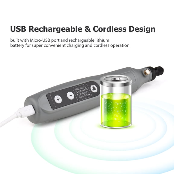 Polishing Buffing Wheel Set Mini Portable Tool Set Mini Cordless Grinder Handheld Rechargeable Electric Drill USB Charging 5-Speed with Multiple Attachments LED Light for Cutting Sanding Engraving