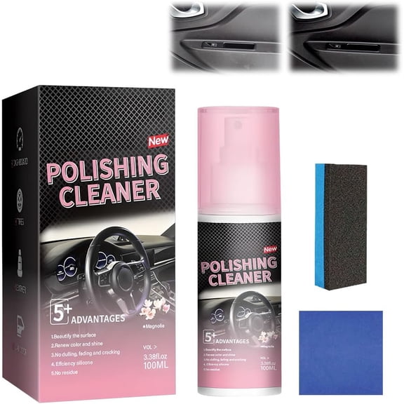 Polishing Cleaner, 2026 New Car Interior Cleaner, Polishing Cleaner Car Interior Spray, Interior Detailer Spray for Rubber Leather Car Interior, Easy Application for Daily Vehicle Care (1pcs)