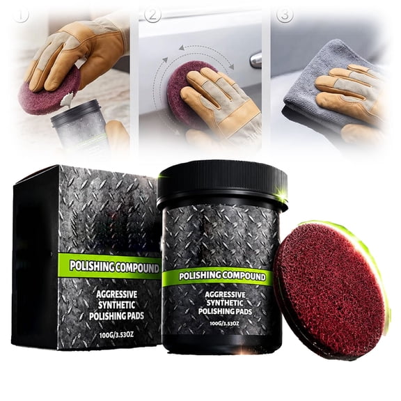 Polishing Compound with Pad, Multi-Surface Scratch Remover & Restoration Polish, Protective Finish for Metal, Stone & More (1 PC)