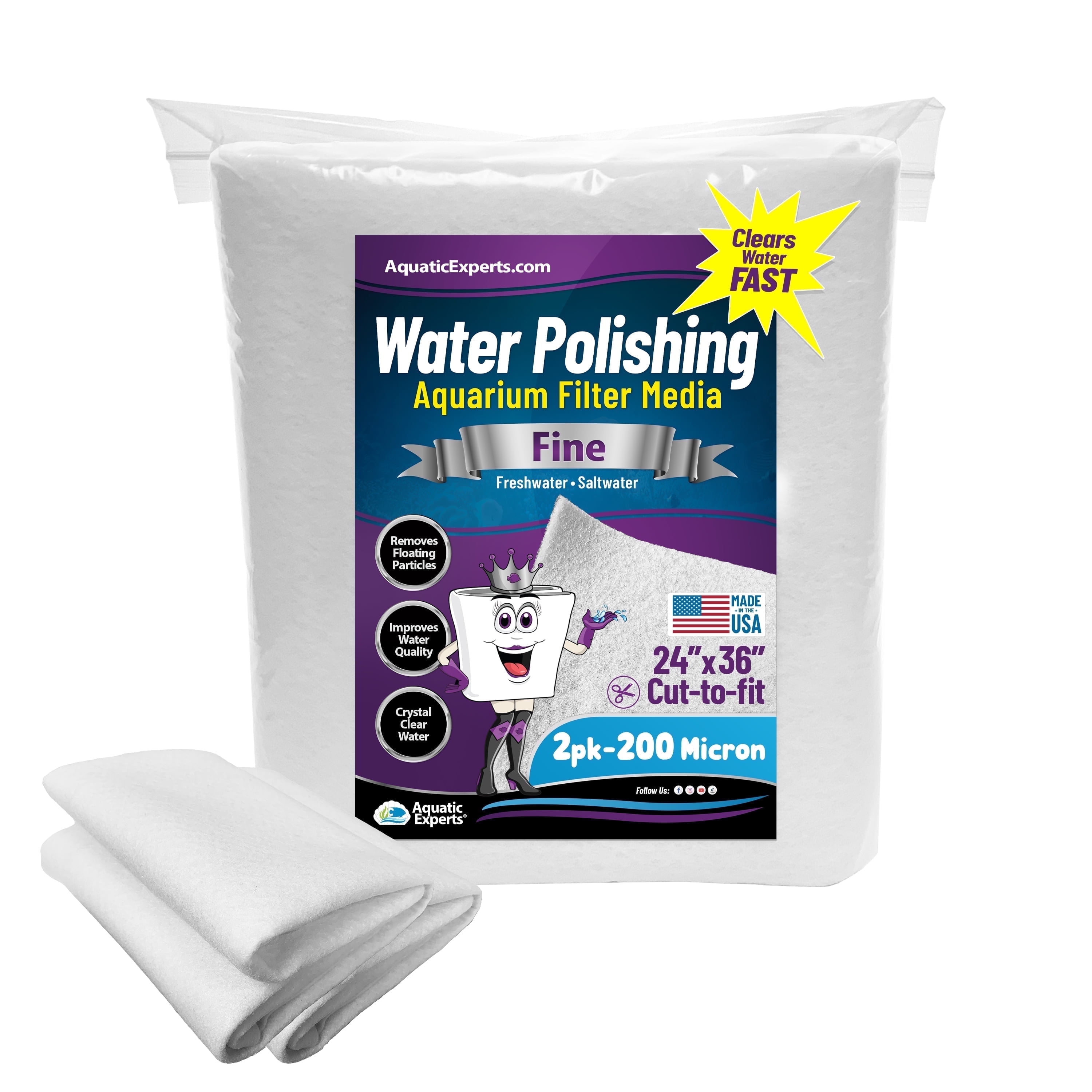Aquarium Polishing Filter Pad 200 Micron 2-Pack