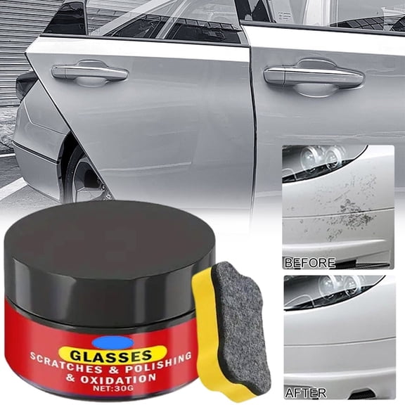 Polishing Glass Paste,Window Scratch Remover,30g Jar with Buffing Pad,Coating Windscreen Polish Compound for Mirror Shower Doors ,Detailing Compound, Glass Repair for Auto & Truck(1pcs)