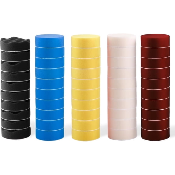 Polishing Pad, 50pcs 3 inch(80 mm) Sponge Buffing Pads, Foam Pad Kit for Car Sanding, and Waxing