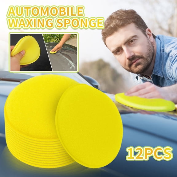 Polishing Pad and Cleaning Pads for Car Detailing, 3.94 Inch Diameter, Yellow, 12 Pack