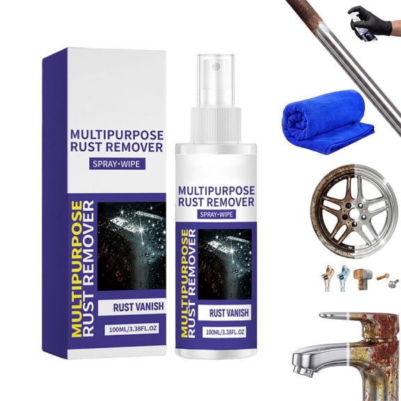 Polishing & Rust Remover Spray for Cars & Tools, 100ml Automotive Rust Remover, Multi-Purpose Metal Cleaner Spray for Wheels, Chrome, Steel, Iron and Hardware (3Pcs)