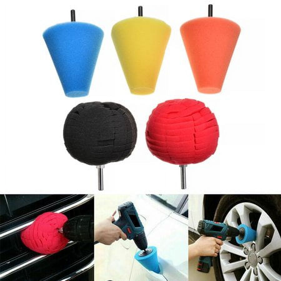 Polishing Sponge,5Pcs Car Polisher Buffing Cone Pads Polishing Ball Pad For Wheel Corner Kit