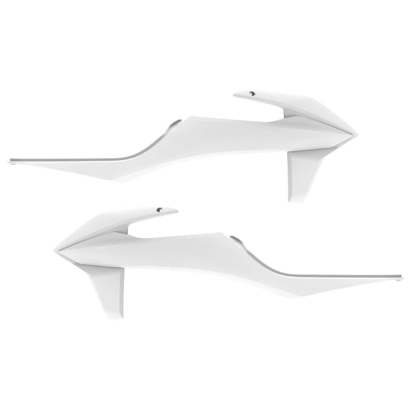 Polisport Radiator Scoops - White Panels for KTM XC 125 (2021-2022) KTM SX/SX-F/XC/XC-F (2019-2022) KTM EXC/EXC-F/XC-W/XCF-W (2020-2023) - OEM Fit, Glossy Finish, Lightweight & Impact-Resistant