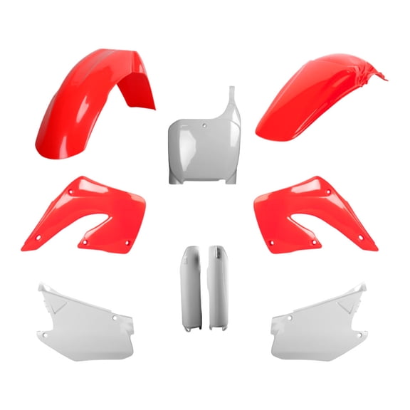 Polisport 91510 Full Plastic Kit for Honda CR125R & CR250R 2000-2001 OEM Red/White Complete Bodywork Set with Fenders, Radiator Scoops, Side Panels, Front Number Plate and Fork Guards