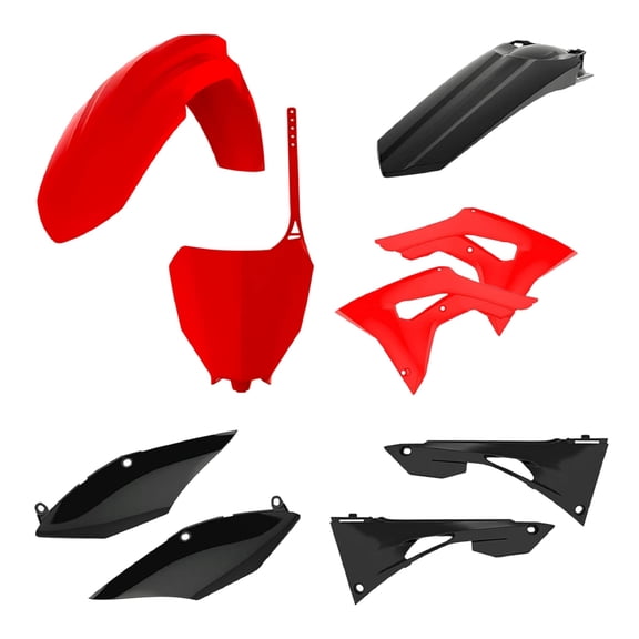 Polisport Full Plastic Kit for Honda CRF 250R (2018-21) OEM Quality Restyling Kit with Superior Fit, Flexibility, and Durability (Red/Black)