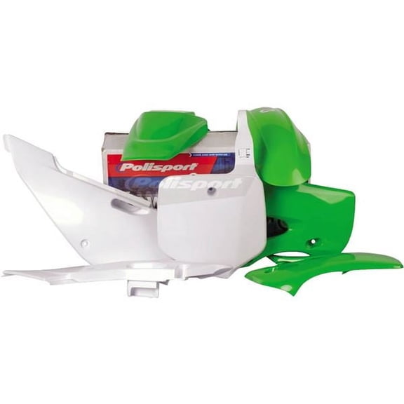 Polisport Motocross (MX) Replica Plastic Kit for Kawasaki KLX 110 (2002-09) Dirt Bike OEM Quality, Durable, Flexible & Perfect Fit Green/White