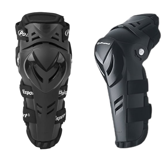Polisport Devil Knee/Elbow Protection - Adult - Black - Ergonomic Hinged Knee/Elbow Guards for Off-Road Racing & Riding Adjustable Fit Lightweight & Durable MX/Enduro Armor