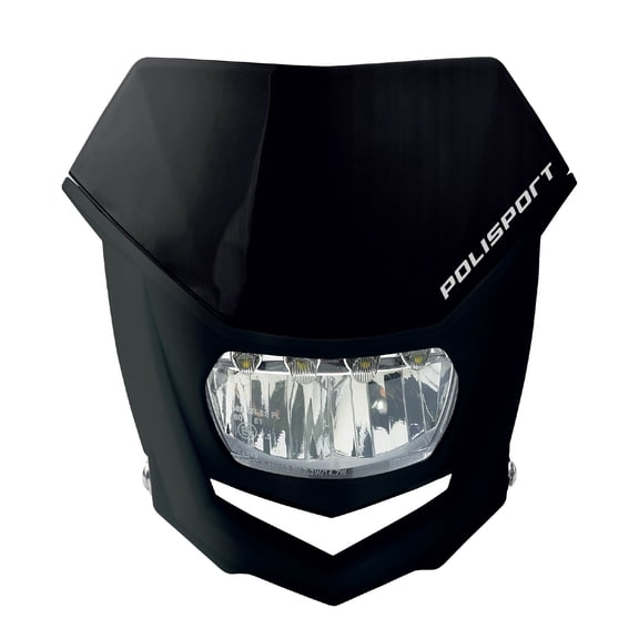 Polisport Halo Headlight for Motorbikes, Dirt Bikes, Motorcycles (MX, Enduro Racing & Riding) - LED Headlight, Universal Mounting System, DOT, ECE, & SAE Certified - Black
