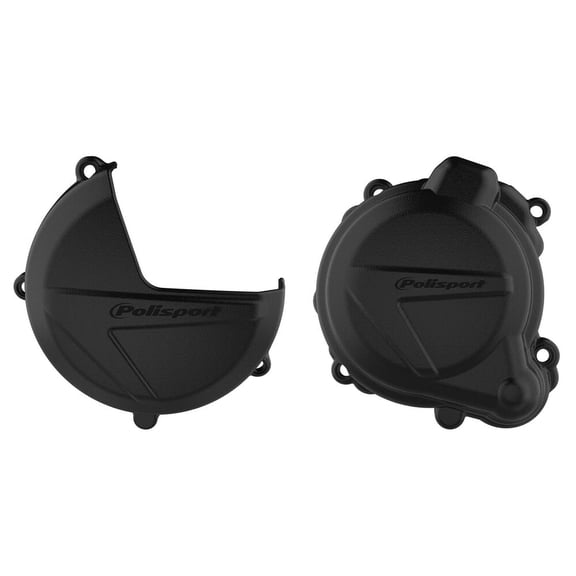 Polisport Clutch + Ignition Cover Kit for Husqvarna FE 450/501 (2014-16) KTM EXC/XC-W 450/500 (2013-16) - OEM Quality with Superior Fit, Flexibility, and Durability (Black)