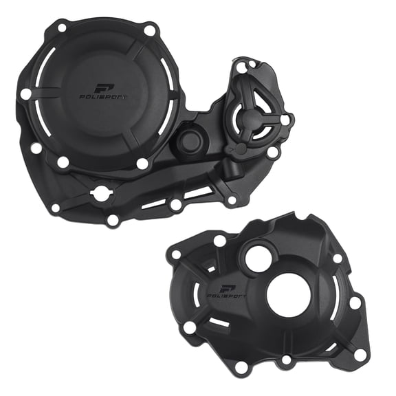 Polisport Motocross Motorcycles (MX) Engine Covers Protector Kit for KTM EXC-F 250/350 (2024) Dirt Bikes - Clutch, Ignition & Water Pump Cover Protectors - Durable Plastic Guards for Scratches - Blk