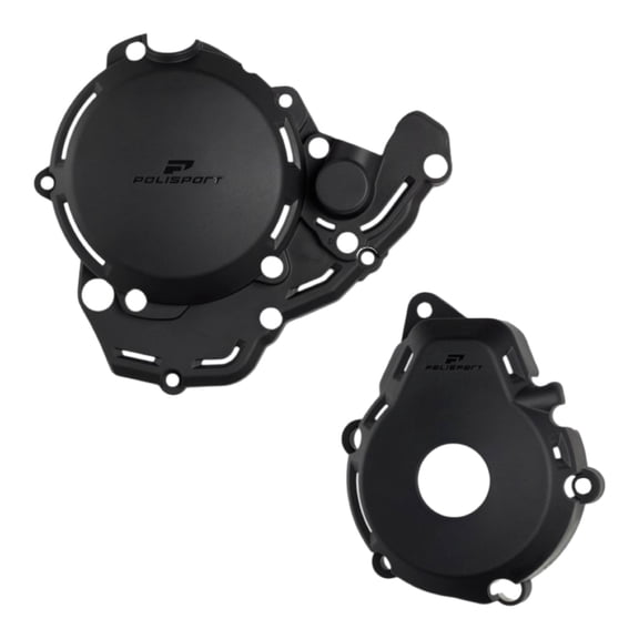 Polisport Motocross Motorcycles (MX) Engine Covers Protector Kit for KTM EXC-F 250/350 (2024) Dirt Bikes - Clutch, Ignition & Water Pump Cover Protectors - Durable Plastic Guards for Scratches - Blk