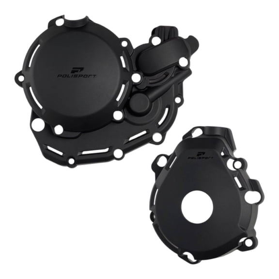 Polisport Motocross Motorcycles (MX) Engine Protection Kit Gasgas EC 450F (2024-26) Dirt Bikes - Clutch, Ignition & Water Pump Cover Protectors - Durable Plastic Guards for Scratches - Blk