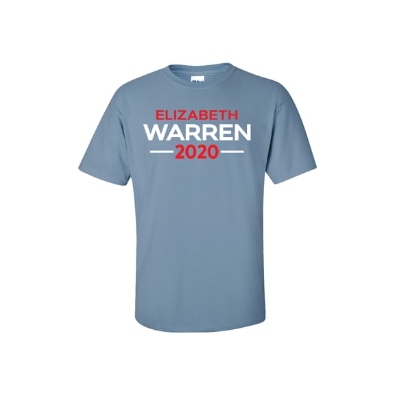 Political Elizabeth Warren 2020 Adult Short Sleeve T-Shirt-Stone Blue-Medium