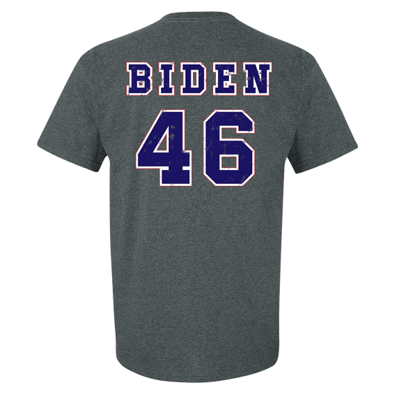 Political Joe Biden 46 President Athletic Varsity Letters Short Sleeve T-shirt-Dark Heather-medium