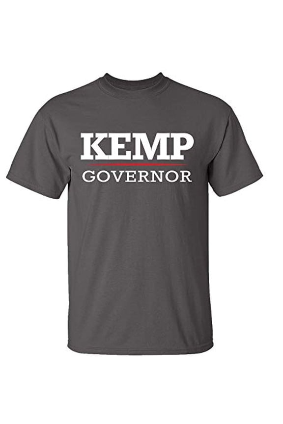 Political Kemp for Governor Adult Short Sleeve T-Shirt-Charcoal-Medium