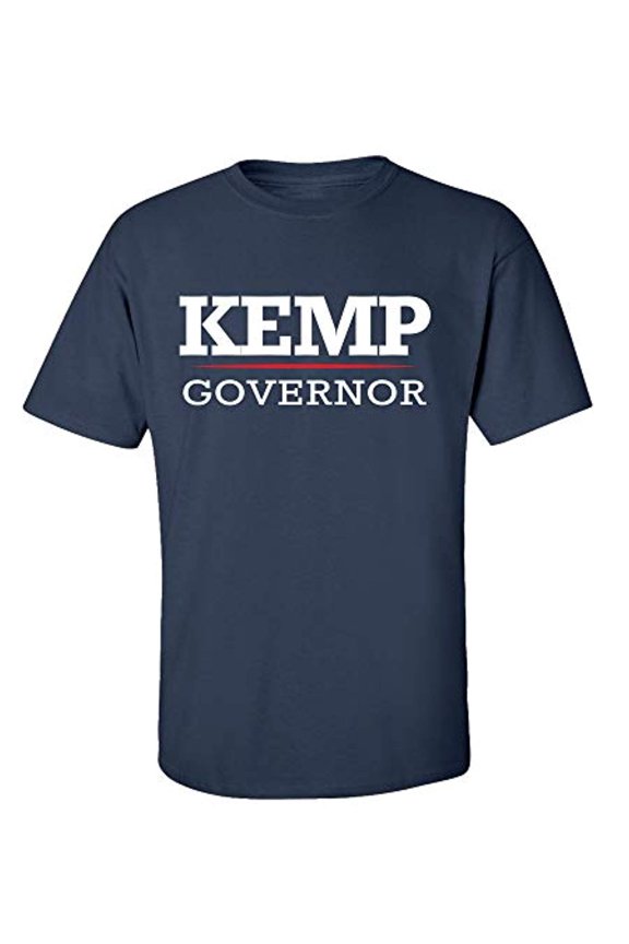Political Kemp for Governor Adult Short Sleeve T-Shirt-Navy-Small
