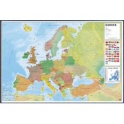 Political Map Of Europe - Framed Italian Language Version (Mapa Politico De Europa) (Size: 36" X 24") (Orbit Blue Aluminum Frame)