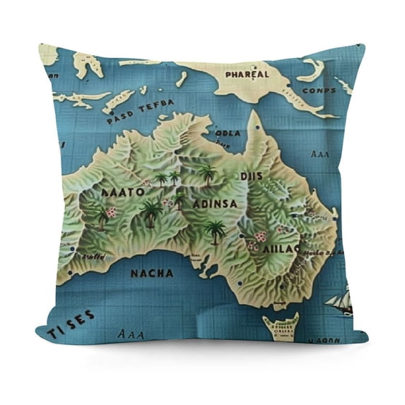 Political Map Throw Pillow Cover and Cozy Square Cushion Case for Men Women Boys Girls Room Home Decor