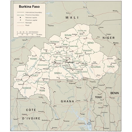 Political Map of Burkina Faso Poster - Detailed Regional Geography | Ideal Gift ?Poster Paper?