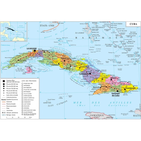Political Map of Cuba Poster - Detailed Province Guide | Ideal Gift 【Poster Paper】