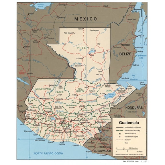 Political Map of Guatemala Poster - Regional Geography & Travel Reference 【Laminated】