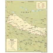 Political Map of Nepal Poster - Educational Geographic Wall Art  Laminated
