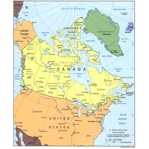 Political Map of North America Poster - Geographic Reference Art | Ideal Gift 【Coated Paper】