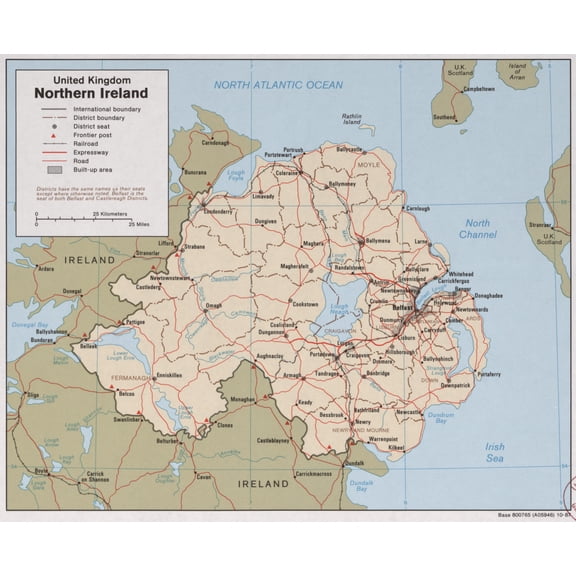 Political Map of Northern Ireland Poster - Geographic Reference Wall Art 【Laminated】