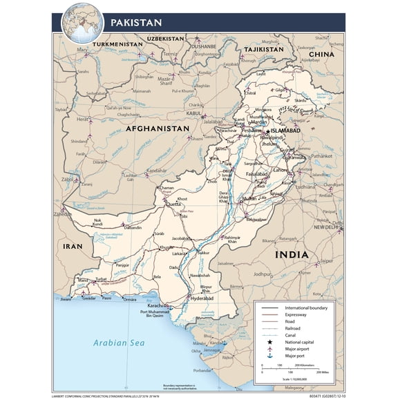 Political Map of Pakistan Poster - Detailed Geography & Travel Guide 【Coated Paper】