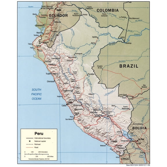 Political Map of Peru Poster - Geographic Reference Wall Art | Educational 【Coated Paper】