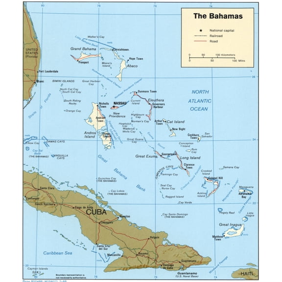 Political Map of The Bahamas Poster - Geographic Reference Wall Art 【Laminated】