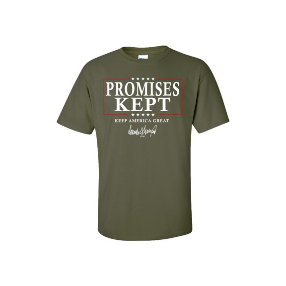 Political Promises Kept Trump 2020 Short Sleeve T-Shirt-Military Green-Large