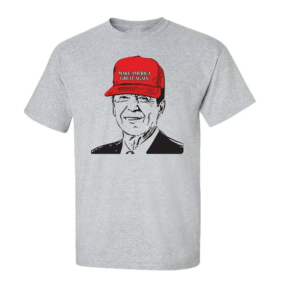 Political Reagan Make America Great Again Short Sleeve T-Shirt-Sports Gray-Small
