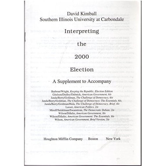 Pre-Owned Political Science American Government 2000 Election Supplement, Eighth Edition Paperback