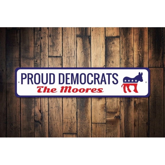 Political Sign Custom Party Sign Gift for Politician Republican Sign Democrat Gift Metal Government Decor Democrat - Size: 16 x 4 Inches