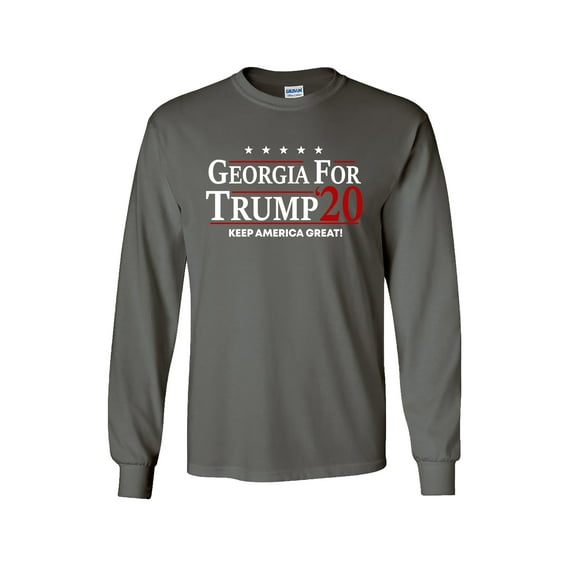 Political Trump 2020 Georgia for Trump Adult Unisex Long Sleeve Shirt-Charcoal-Small