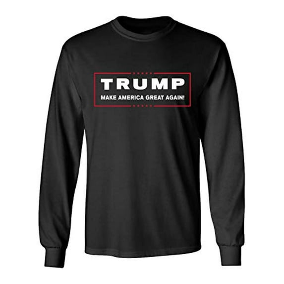 Political Trump Make America Great Again Adult Long Sleeve Shirt-Black-4XL