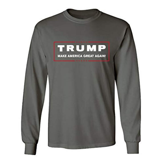 Political Trump Make America Great Again Adult Long Sleeve Shirt-Charcoal-XL