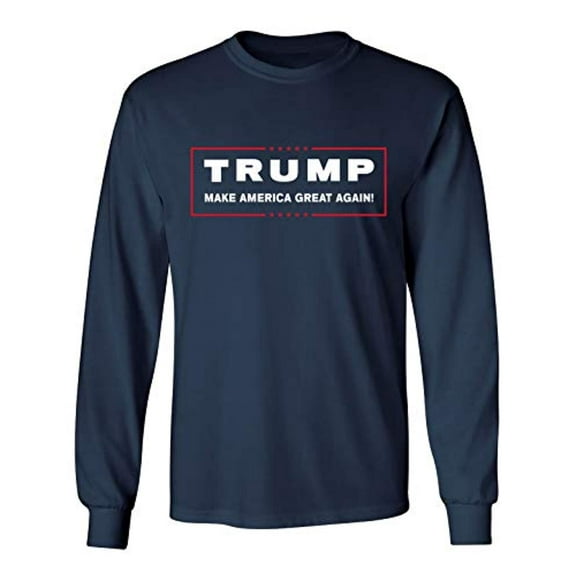 Political Trump Make America Great Again Adult Long Sleeve Shirt-Navy-XL