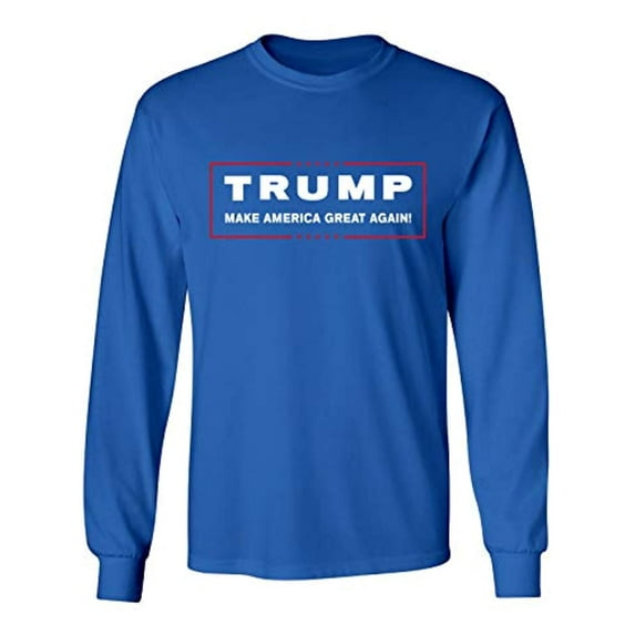 Political Trump Make America Great Again Adult Long Sleeve Shirt-Royal-XXL
