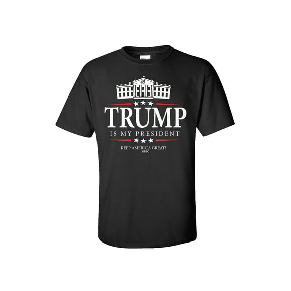 Political Trump is My President Keep America Great Adult Short Sleeve T-Shirt-Black-XXXL