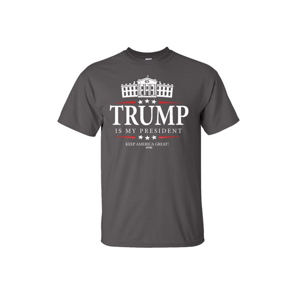Political Trump is My President Keep America Great Adult Short Sleeve T-Shirt-Charcoal-XL