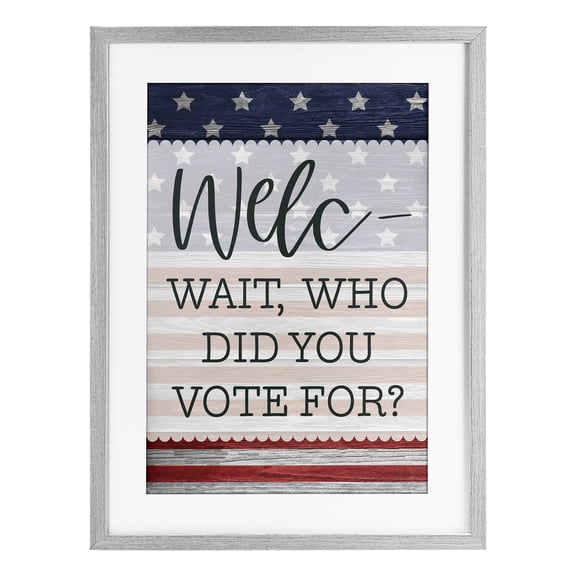 Stupell Industries Political Welcome Sign Gray Framed Print Under Glass, design by Lux + Me Designs