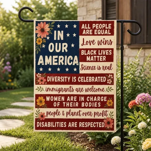 Political flag, Patriotic Democracy Flag Decor 12x18 POLE NOT INCLUDED Garden Flag