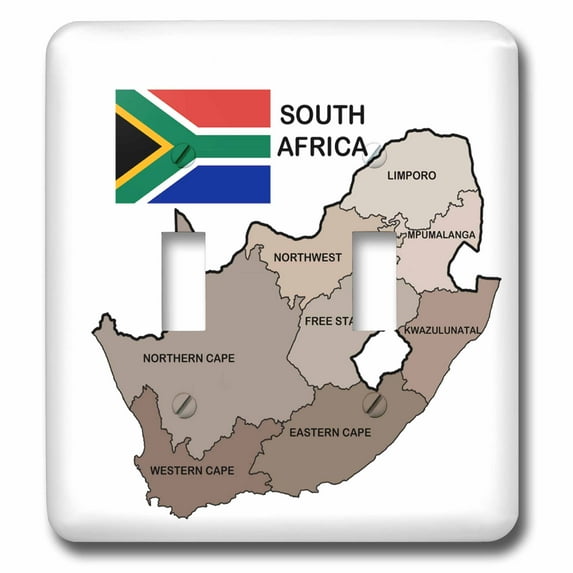3dRose, Political map and flag of South Africa with all the provinces identified by name., double toggle switch