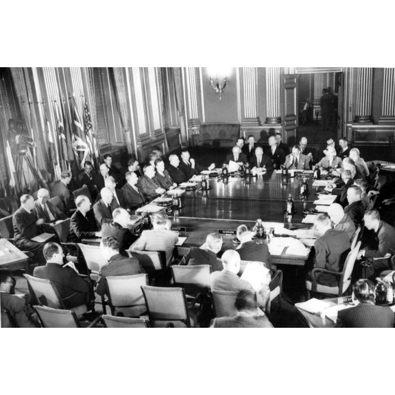 Politics-91749 Washington- Representativs Of The 12 Atlantic Pact Nations Gather In Inter-Departmental Auditorium To Plan Joint Defense Against Threat Of Aggression.. Courtesy Csu Archives Everett